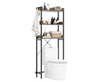 Costway 3-Tier Over Toilet Storage Shelf Bathroom Cabinet Laundry Organiser w/4 Hooks Adjustable Bar, Grey