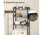 Costway 3-Tier Over Toilet Storage Shelf Bathroom Cabinet Laundry Organiser w/4 Hooks Adjustable Bar, Grey