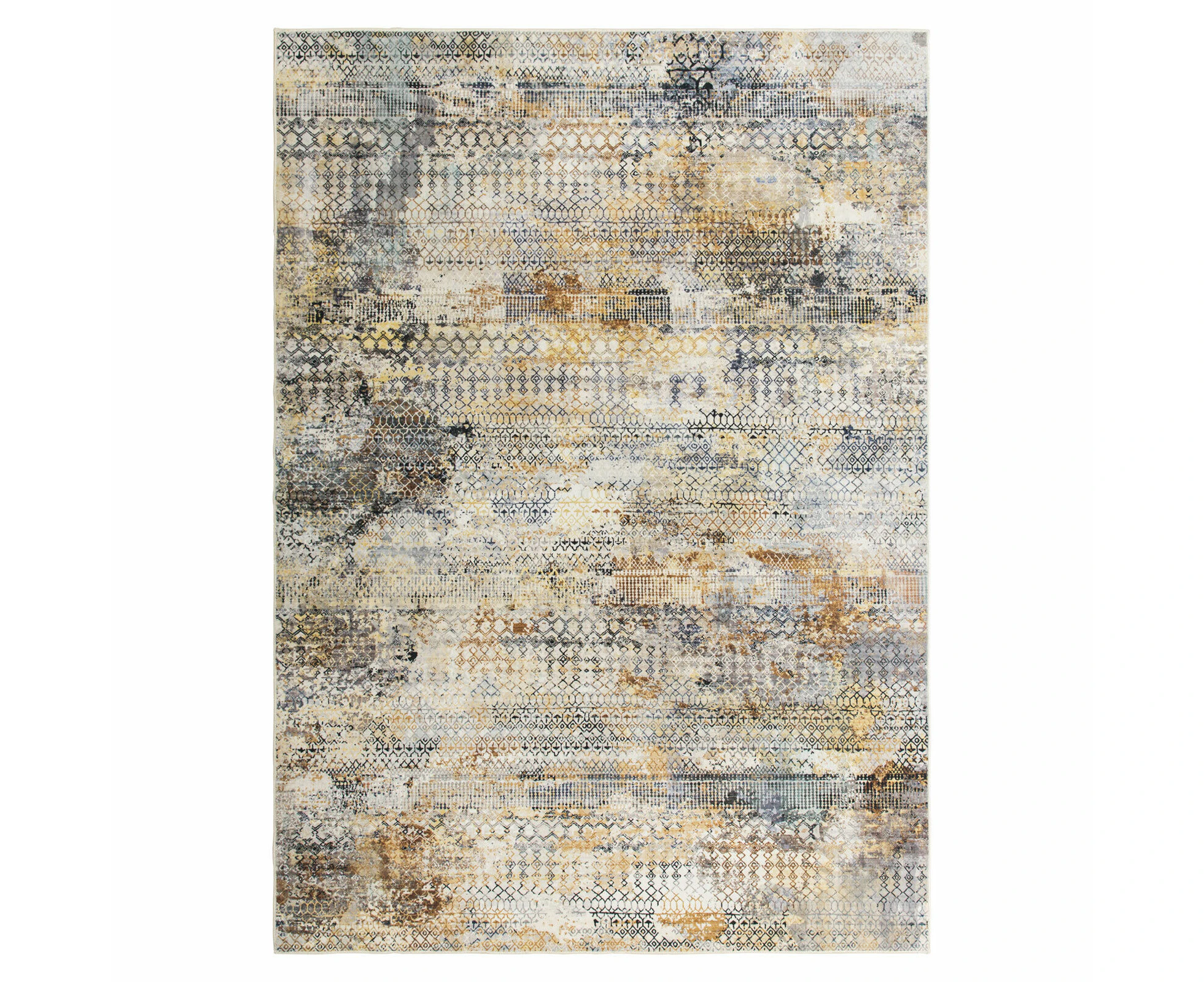 Beige Modern Rug Beautiful Soft Plush Bedside Abstract Distressed Carpet 120x170