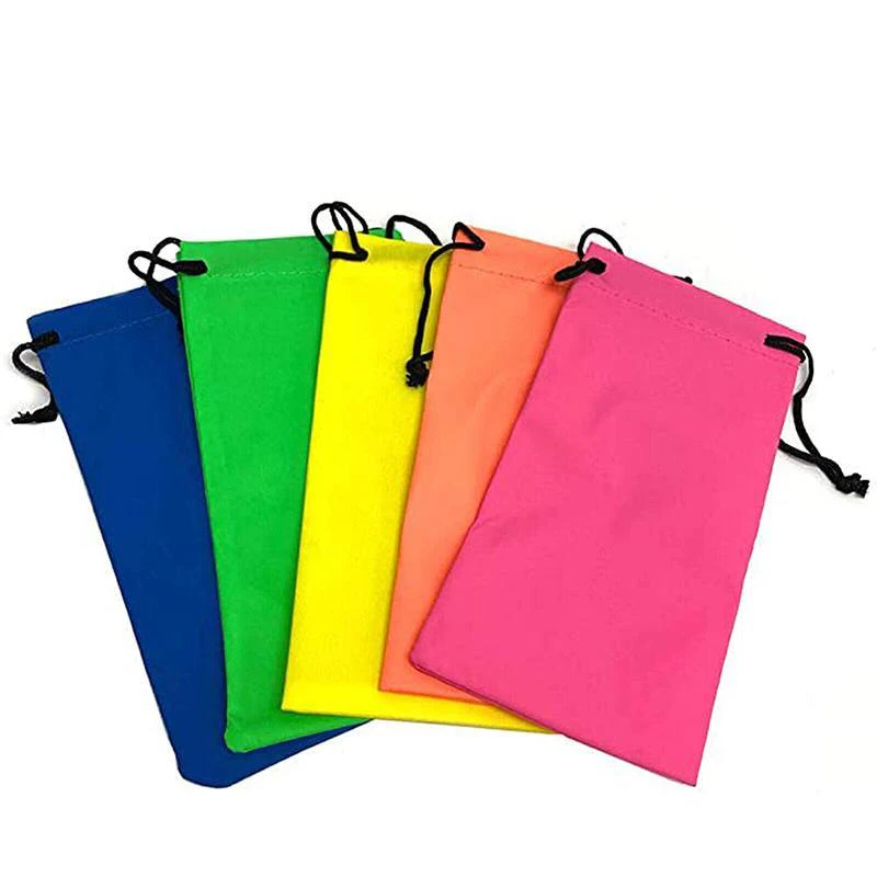 5PCS Cleaning Clothes Sunglasses Pouch Glasses Case Soft Eyeglasses Bag Random