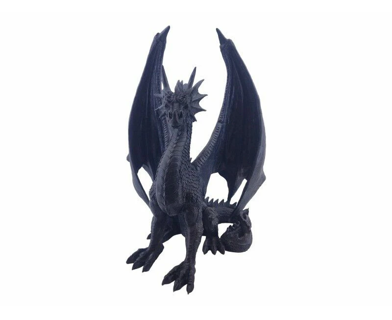 51cm Standing Black Dragon Garden Ornament Statue Sculptures Figurine Decor Gift