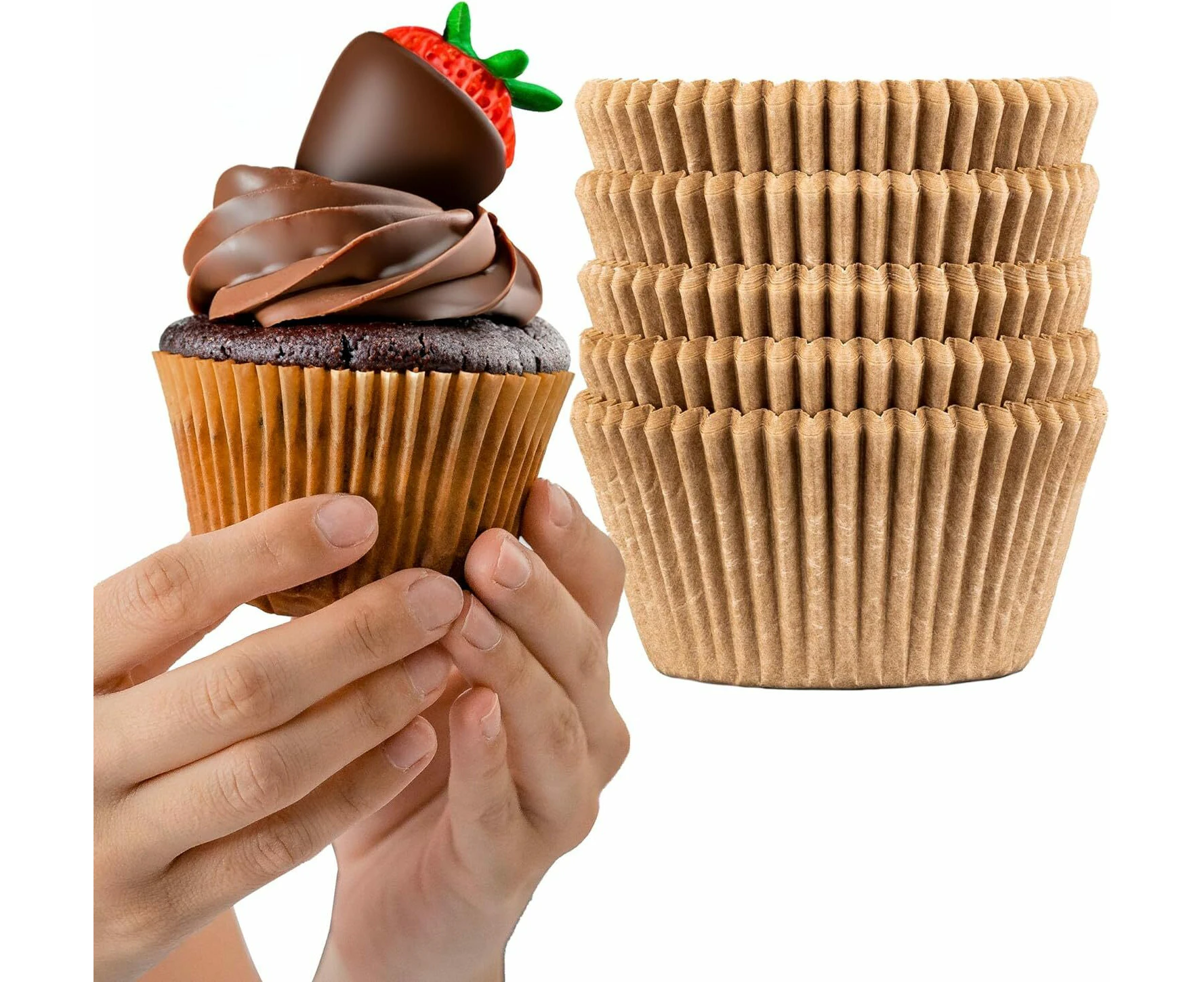 100pcs Brown Thick Muffin Cupcake Liners for Baking Jumbo