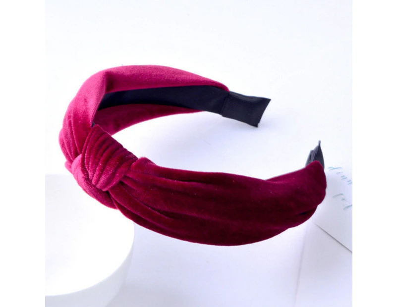 puluofuh Fashion Solid Color Women Hair Band Face Washing Bath Shower Headband Gift-Wine Red