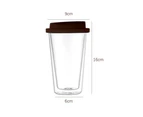 Double Walled Glass Coffee Mug Drinking Coffee Cup with Silicone Lid-Coffee