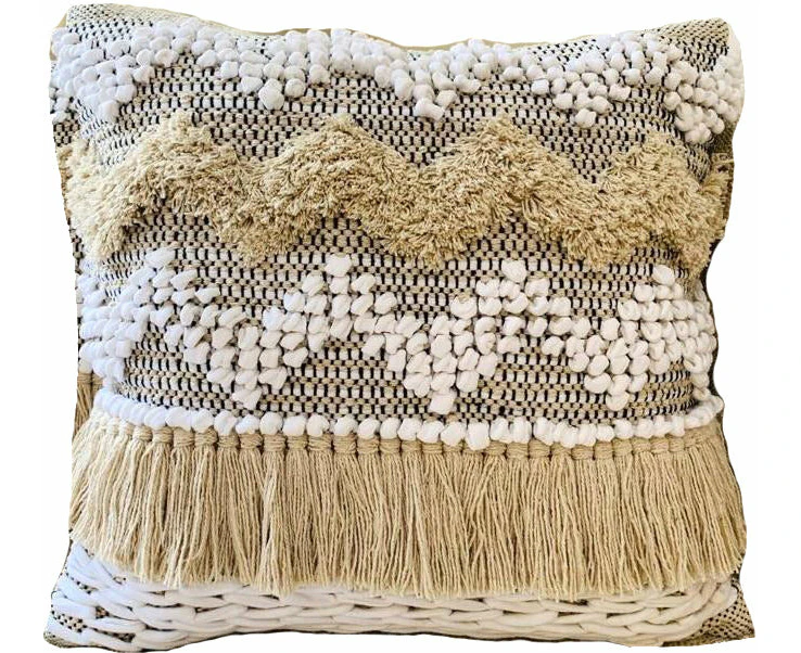 Bohemia and Co Beige and cream woven kilim cushion