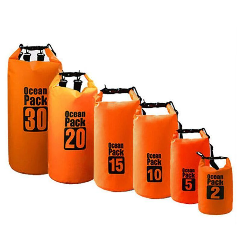 Orange Waterproof Bag Dry Sack Fishing Camping Canoeing Outdoor Sport 2/5/10/15/20/30 L