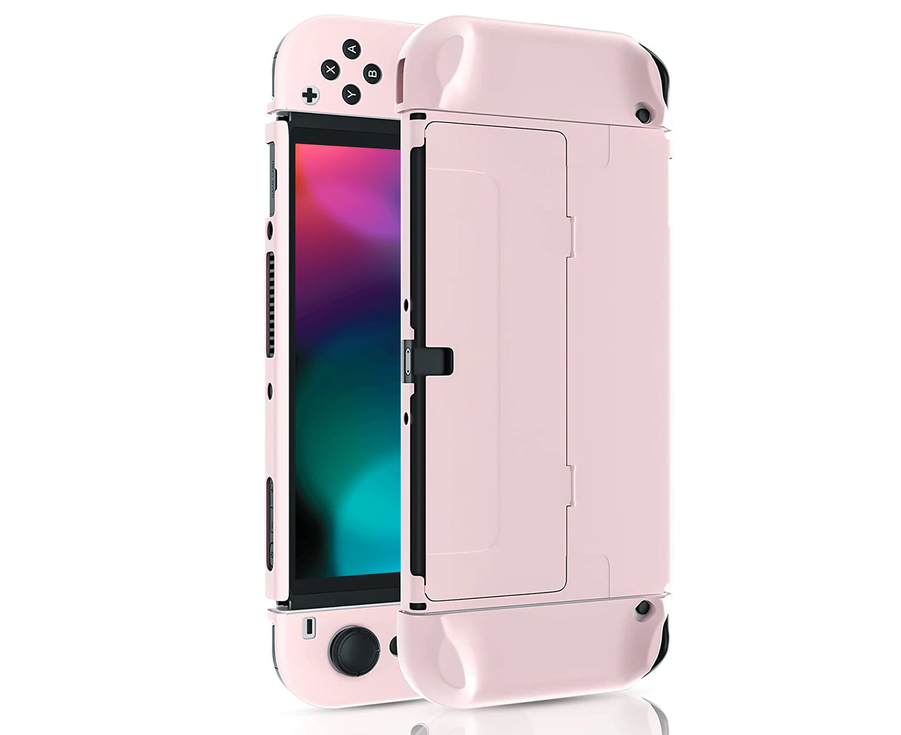 Nintendo Switch OLED Case, Dockable Hard Shell Protective Cover for Console and Joy-Con Controllers - Matte Pink