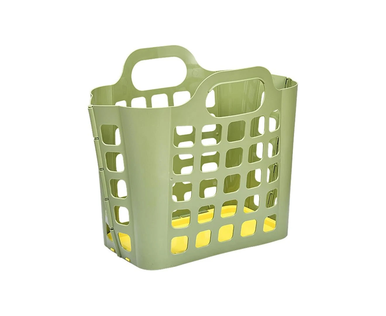 Laundry Basket Punch-Free Wall Mounted PP Folding Dirty Clothes Storage Bucket for Bedroom-Green