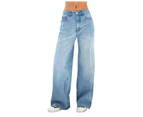 Women's Jeans High Waisted Wide Leg Baggy Jean for Women Denim Pants-Dark blue