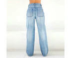 Women's Jeans High Waisted Wide Leg Baggy Jean for Women Denim Pants-Dark blue