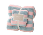 410Gsm 2 Piece Towel Sets Bath Face Pink Gray Stripes