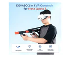 Magnetic VR Handle Accessories for Meta Quest 3, Humanized Weighted Gun Stock for Oculus Quest 3, Handle Attachment with Shoulder Straps Black