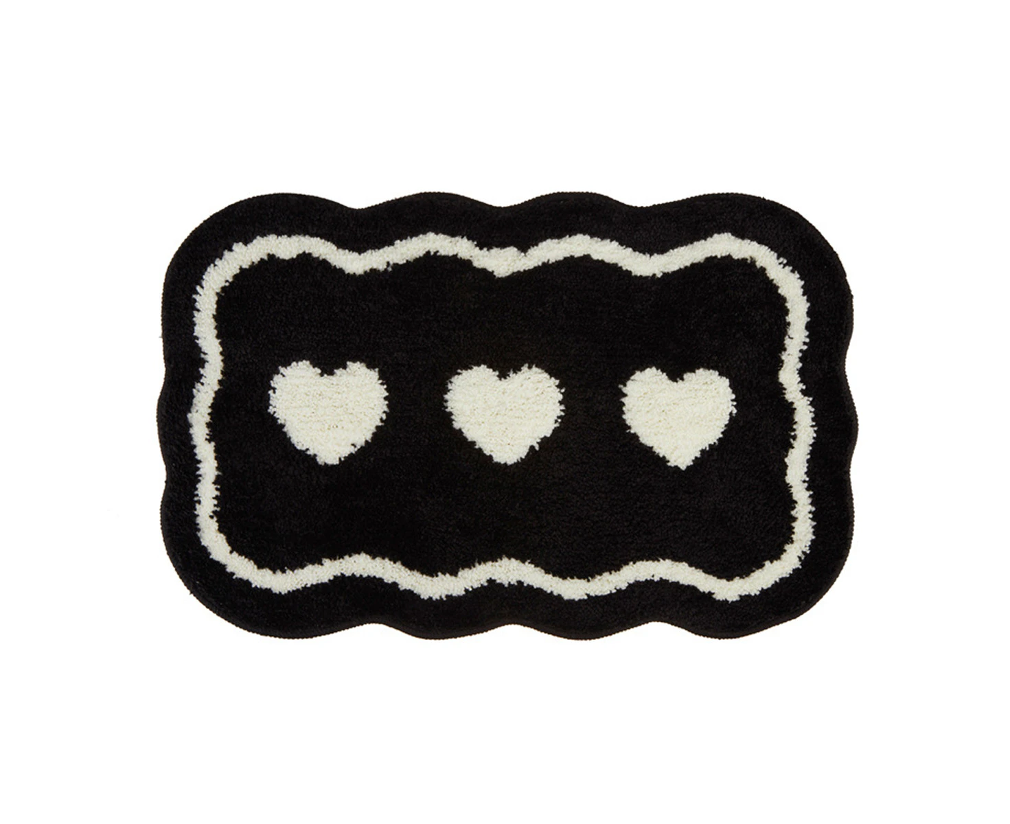 Black and white love pattern bathroom absorbent floor mat household thickened fluff bathroom non-slip floor mat flocking carpet