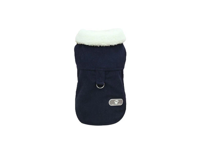 Pet Dog Cat Corduroy Warm Coat Navy