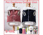 Pet Dog Cat Corduroy Warm Coat Navy