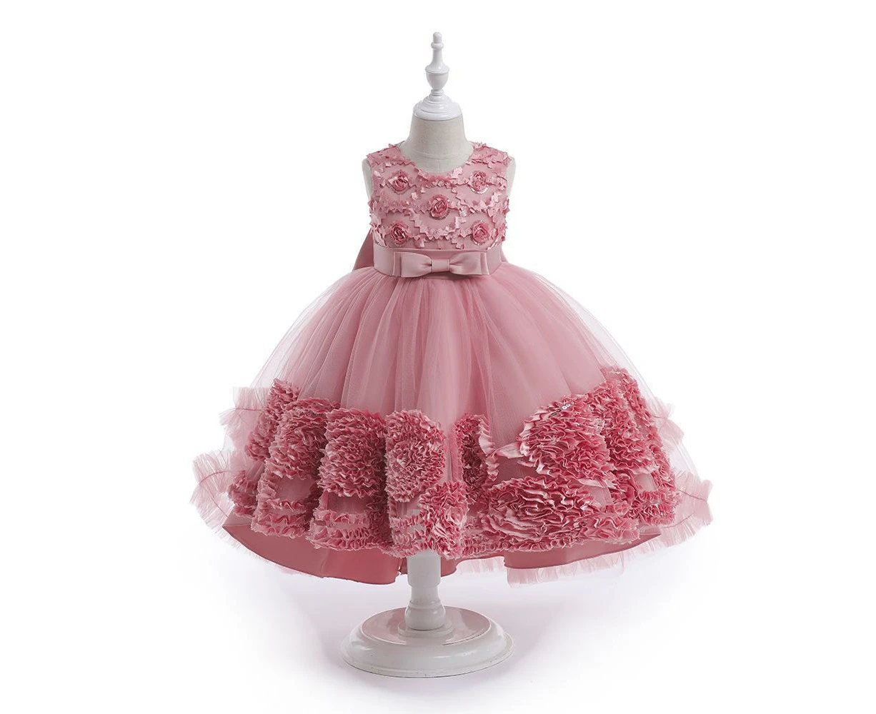 3yrs-12yrs Floral Elegance Redefined: Asymmetrical High-Low Hem Dress