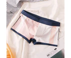 Men Panties U Convex Color Block Stretch Elastic Waist Mid Rise Sexy Underwear Shorts Underpants Men Clothing - Pink