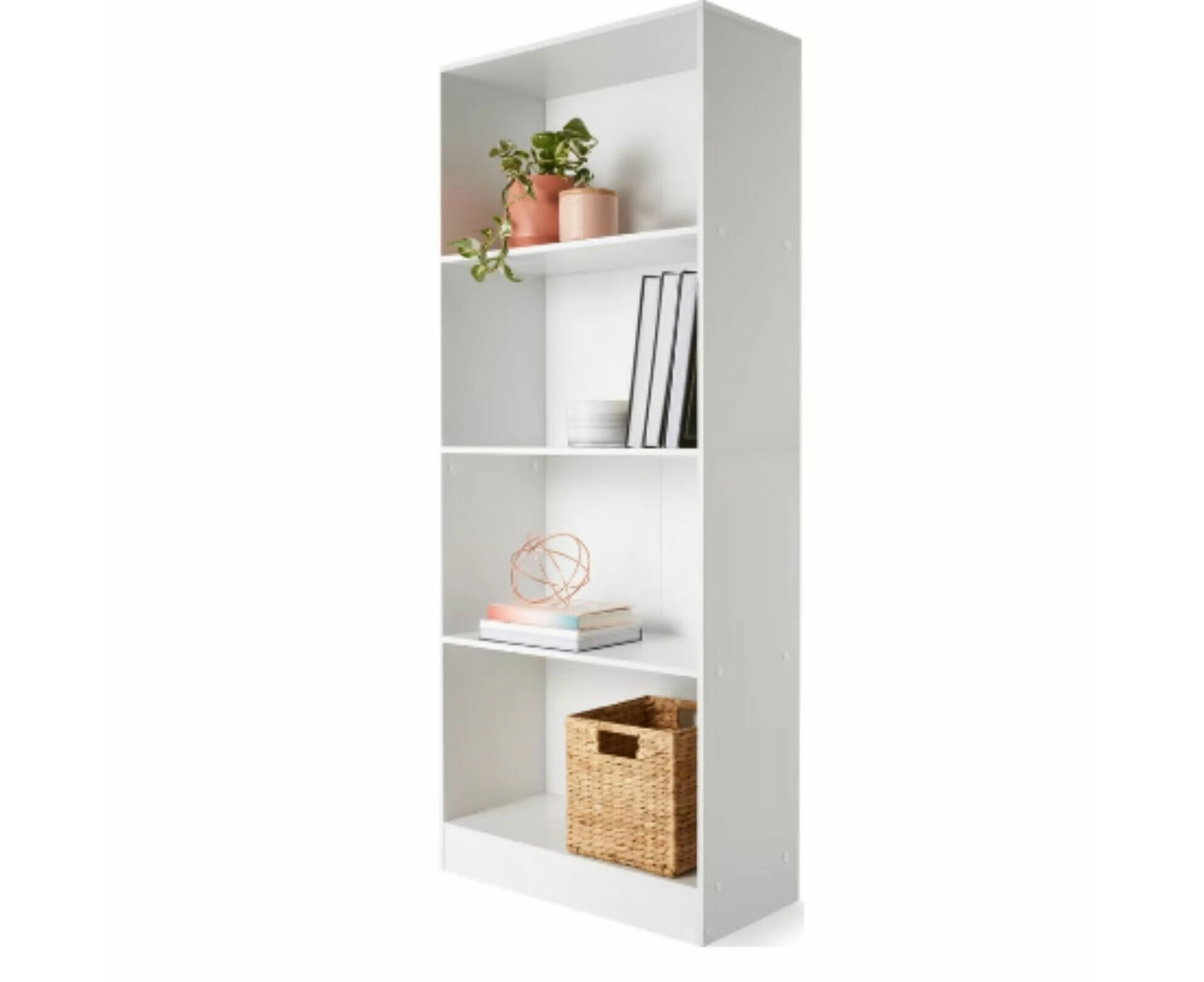 4 Tier Shelf Display Bookshelf Bookcase Storage White Rack Wooden Shelving