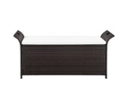 Outdoor Organiser Storage Bench with Cushion Garden Patio Seat PE Rattan Steel 138cm