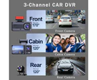 Front And Rear Triple Lens Dash Cam 1080p Hd Three-lens Driving Recorder