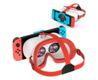 Upgraded VR Headset for Nintendo Switch & Switch OLED Model, Switch Virtual Reality Glasses with Adjustable HD Lenses and Comfortable Head Strap Red