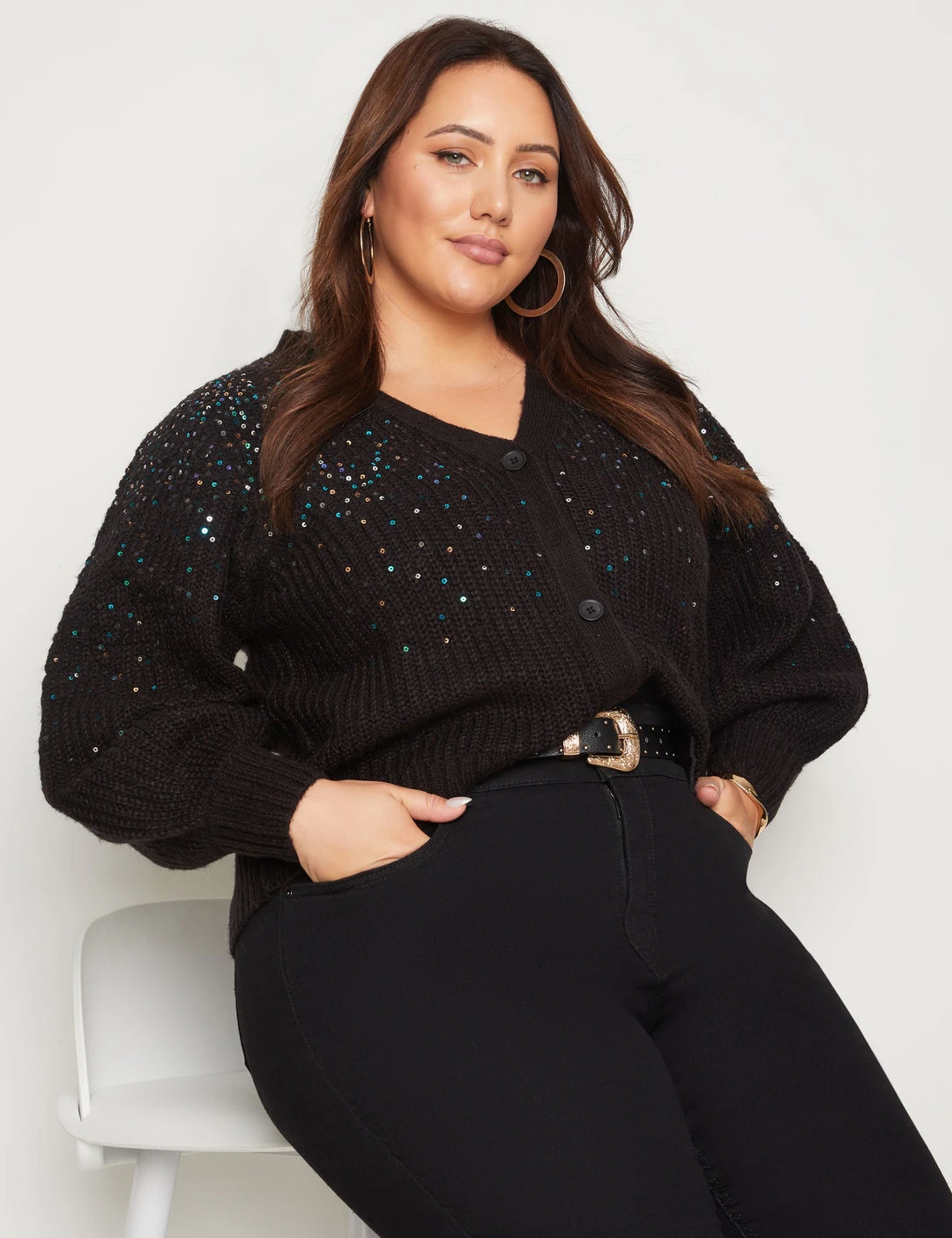 BeMe - Womens Plus Size - Jumper - Winter - Black - Cardigan / Cardi - Long Sleeve - Solid - Relaxed Fit - Length Regular - Office Wear - Work Clothes