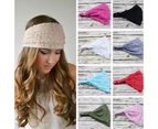 puluofuh Women Fashion Bandanas Turban Lace Hollow Pattern Hair Band Wide Headband-Gray