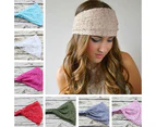 puluofuh Women Fashion Bandanas Turban Lace Hollow Pattern Hair Band Wide Headband-Gray