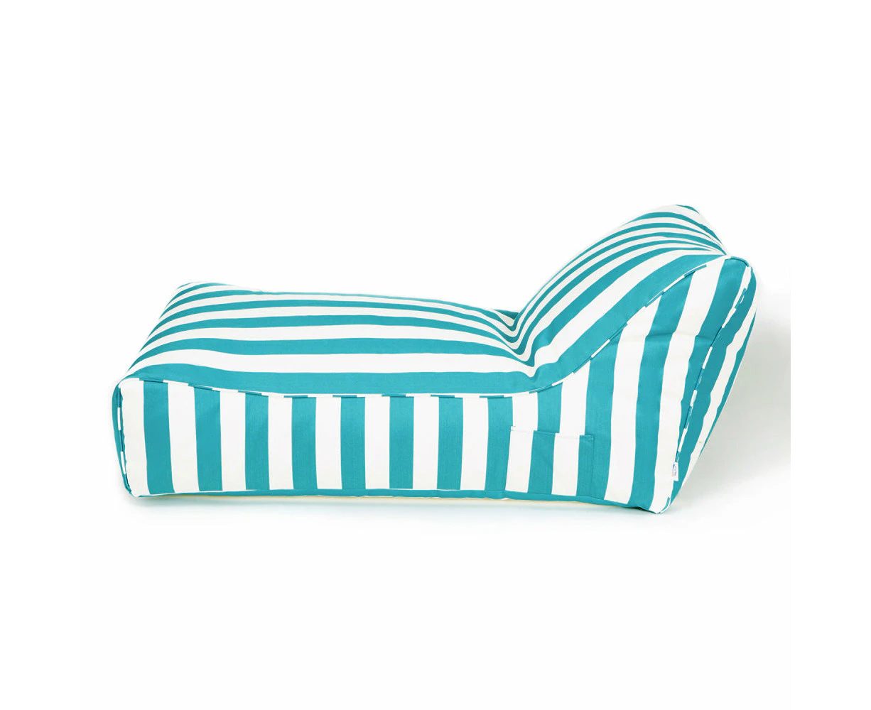 Laid Back Outdoor Beanbag Turquoise and white stripe