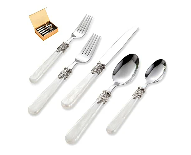 20-piece 18/10 Stainless Steel Flatware set Silverware Set with Serving Utensils,Cutlery Set Service For 4