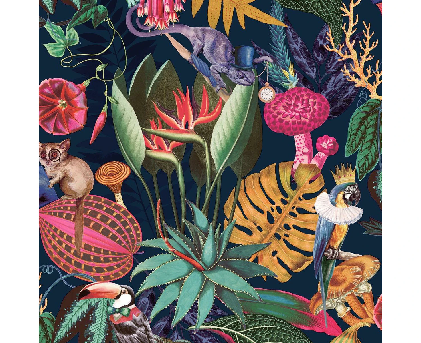 Holden Décor Wonderland Tropical Wallpaper (Navy Blue) - AG1253