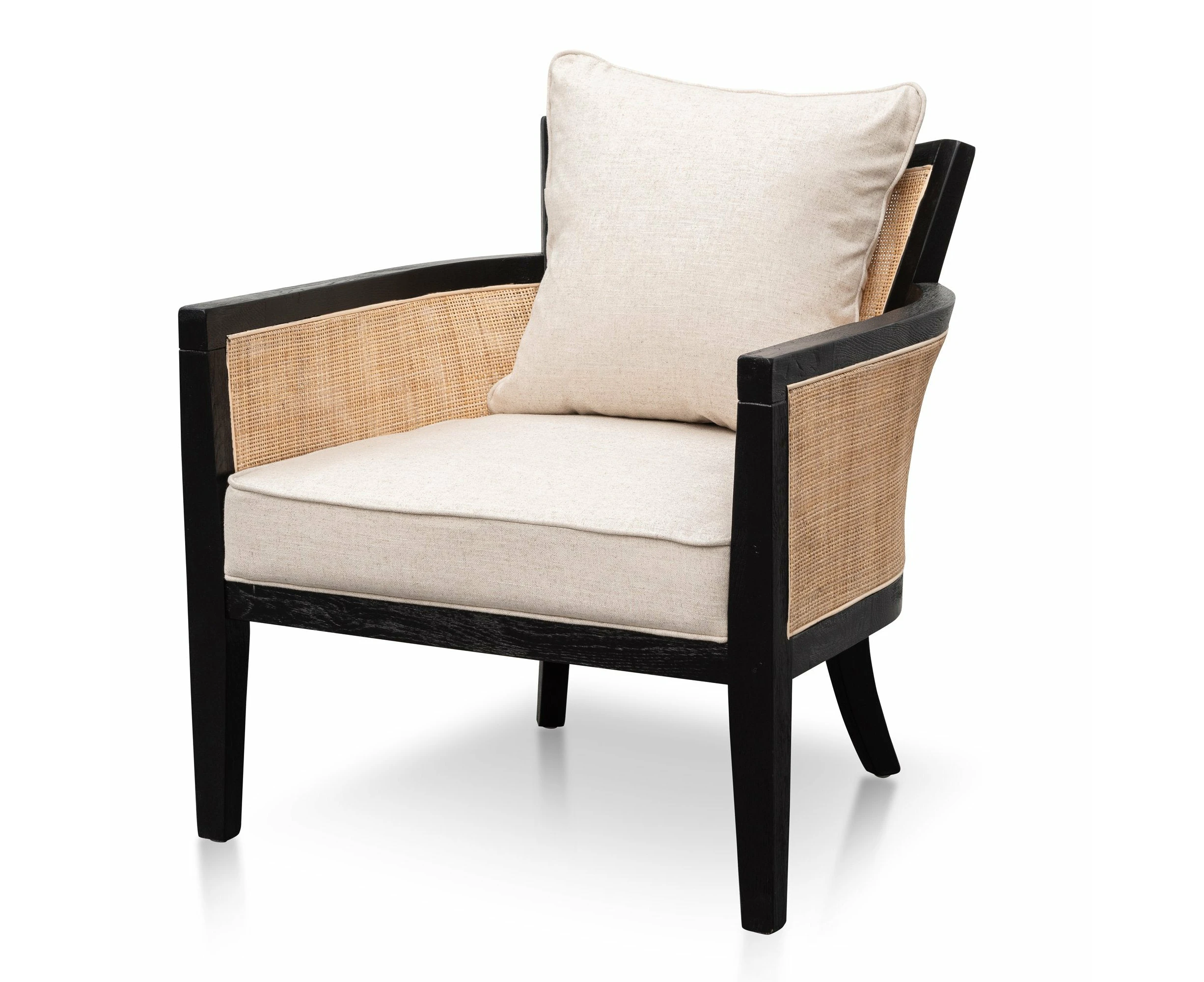 Marion Rattan Armchair - Black with Sand White