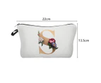Cosmetic Bag 3D Digital Printing Letter Flower Pattern Female Hanging Ring Multipurpose Travel Pouch for Vacation P