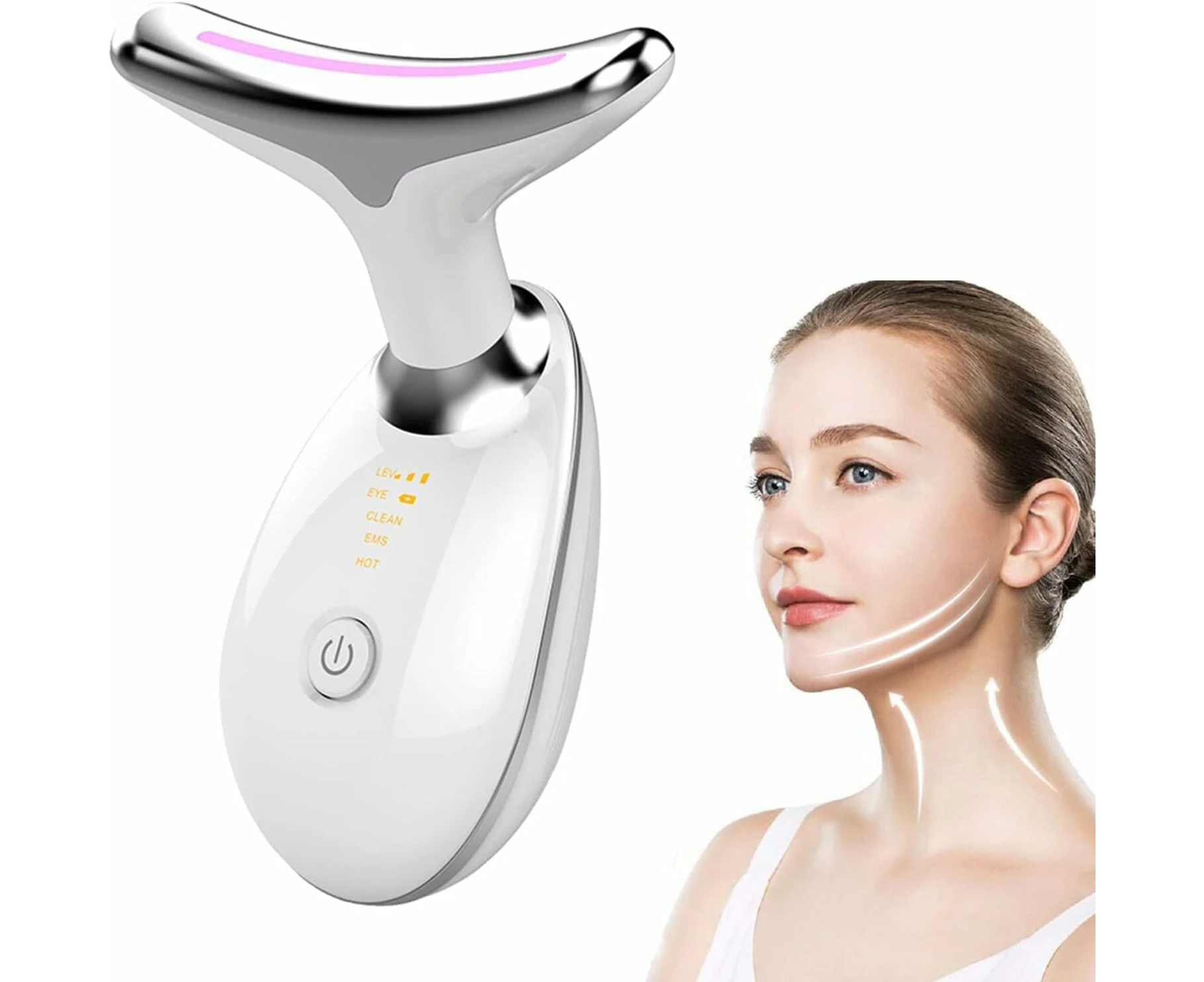 Neck Face Massager, Firming Wrinkle Removal Tool, Vibration Massager with 3 Color Modes for Skin Tightening Face Sculpting