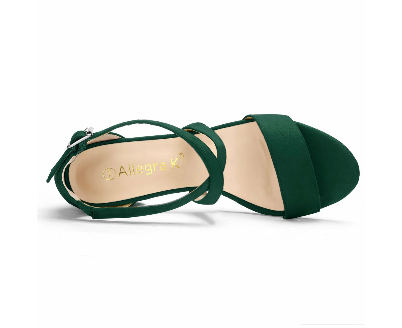 Allegra K Straps Mid Heel Ankle Strap Sandals Green