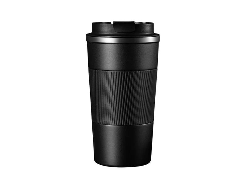 Reusable Vacuum Stainless Steel Insulated Coffee Mug with Seal Lid-Black