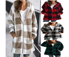 Women Sherpa Jackets Fuzzy Fleece Hoodies Zip Up Outerwear Coat With Pockets-grey
