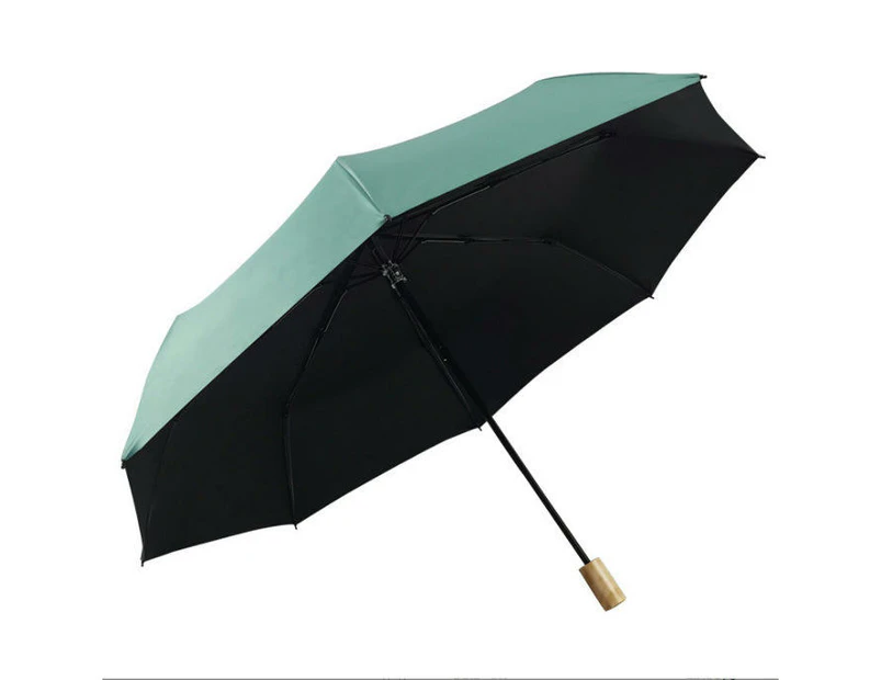 Travel Sun & Rain Umbrella, Small UV Compact Folding Umbrella 8 Ribs Lightweight Umbrella-Deep Green