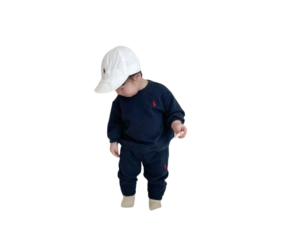 6mths-5yrs Your Stylish Choice Trendy Crew Neck Tracksuit Set for Kids-Navy