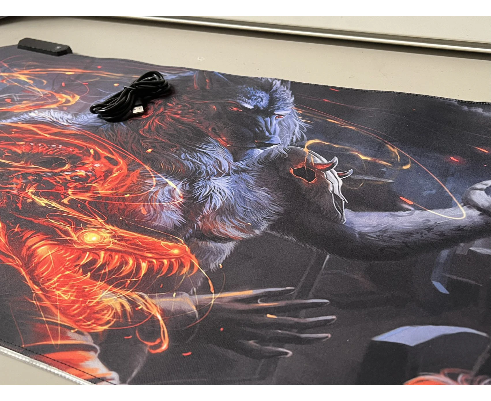 Premium LED RGB Gaming Mouse Pad Rubber Keyboard 900mm Werewolf