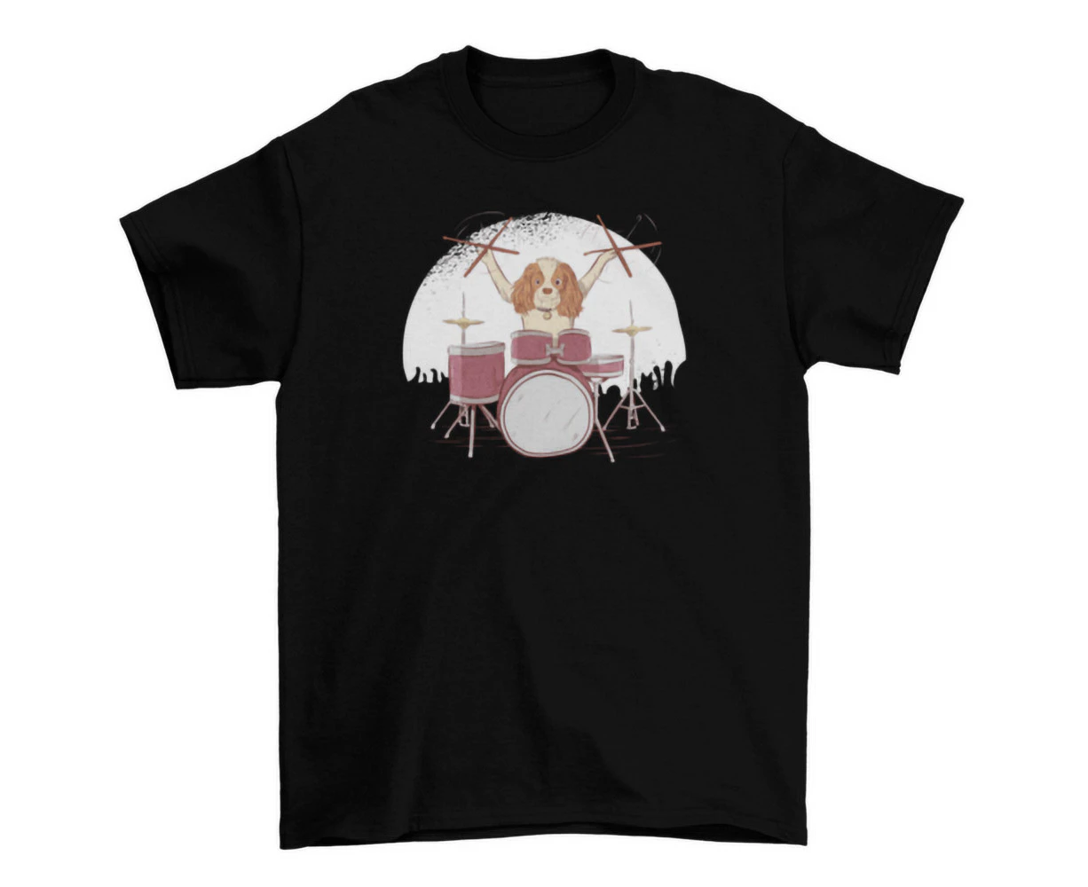 Drummer Dog Graphic Tee Shirt for Music Lovers T-Shirt - Clear