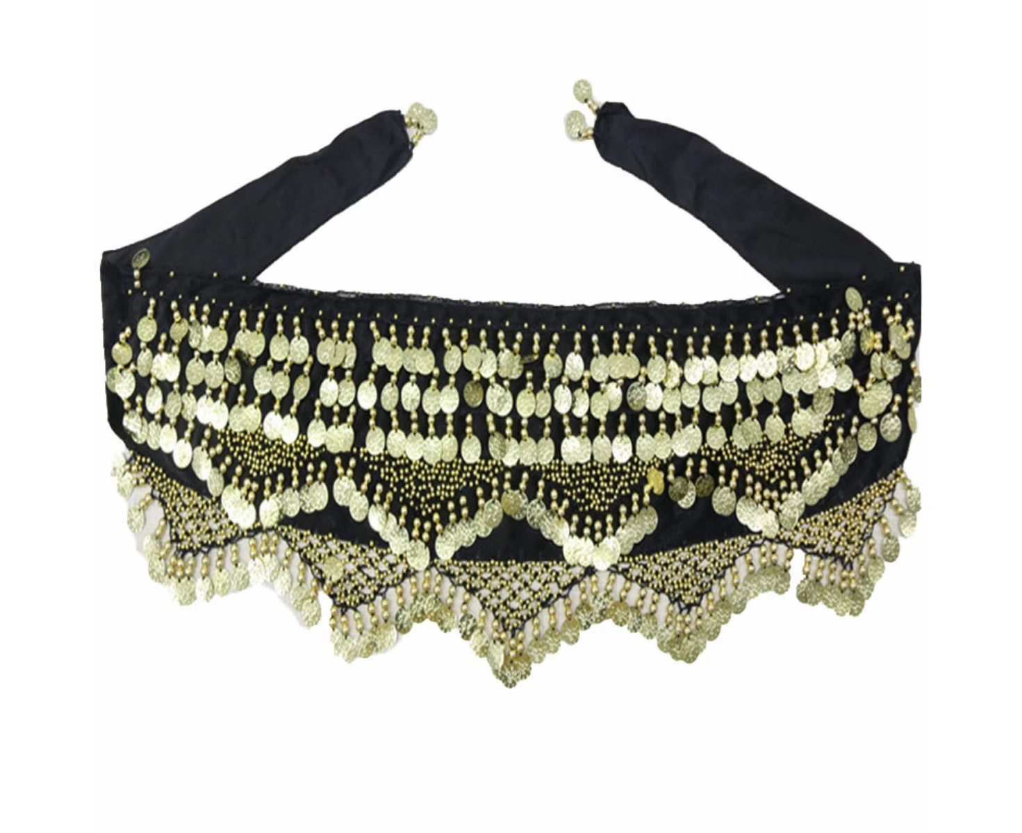 Costume Bay 268 Coins Black Belly Dance Hip Scarf  Chiffon Sweet Skirt Wrap Belt Bling Sequins Coins Danceing Costume for Women