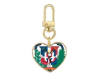 Donican Republic National Emblem Country Gold Heart Keychain Metal Keyring Holder