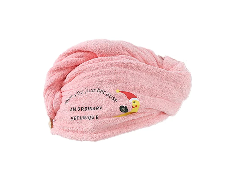 Household Head Wrap Hat Strong Water Absorption Quick-drying Comfortable Cute Hair Drying Towel for Bathroom - Pink