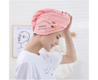 Household Head Wrap Hat Strong Water Absorption Quick-drying Comfortable Cute Hair Drying Towel for Bathroom - Pink