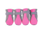 4PCS L Size Anti Slip Waterproof Protective Dog Shoes Rain Boots Pet Socks Booties - Rose Red