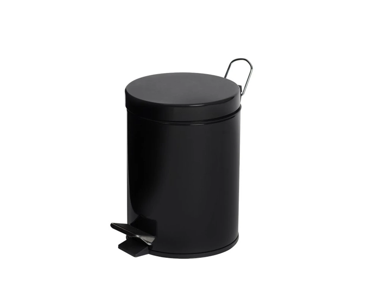 Compass Powder Coated Pedal Bin 5L - Black