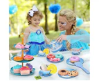 48 Pcs Kids Kitchen Pretend Toy with Tin Tea Set Frozen Toys for Girls Elsa Princess Tea Party Set for Little Girls