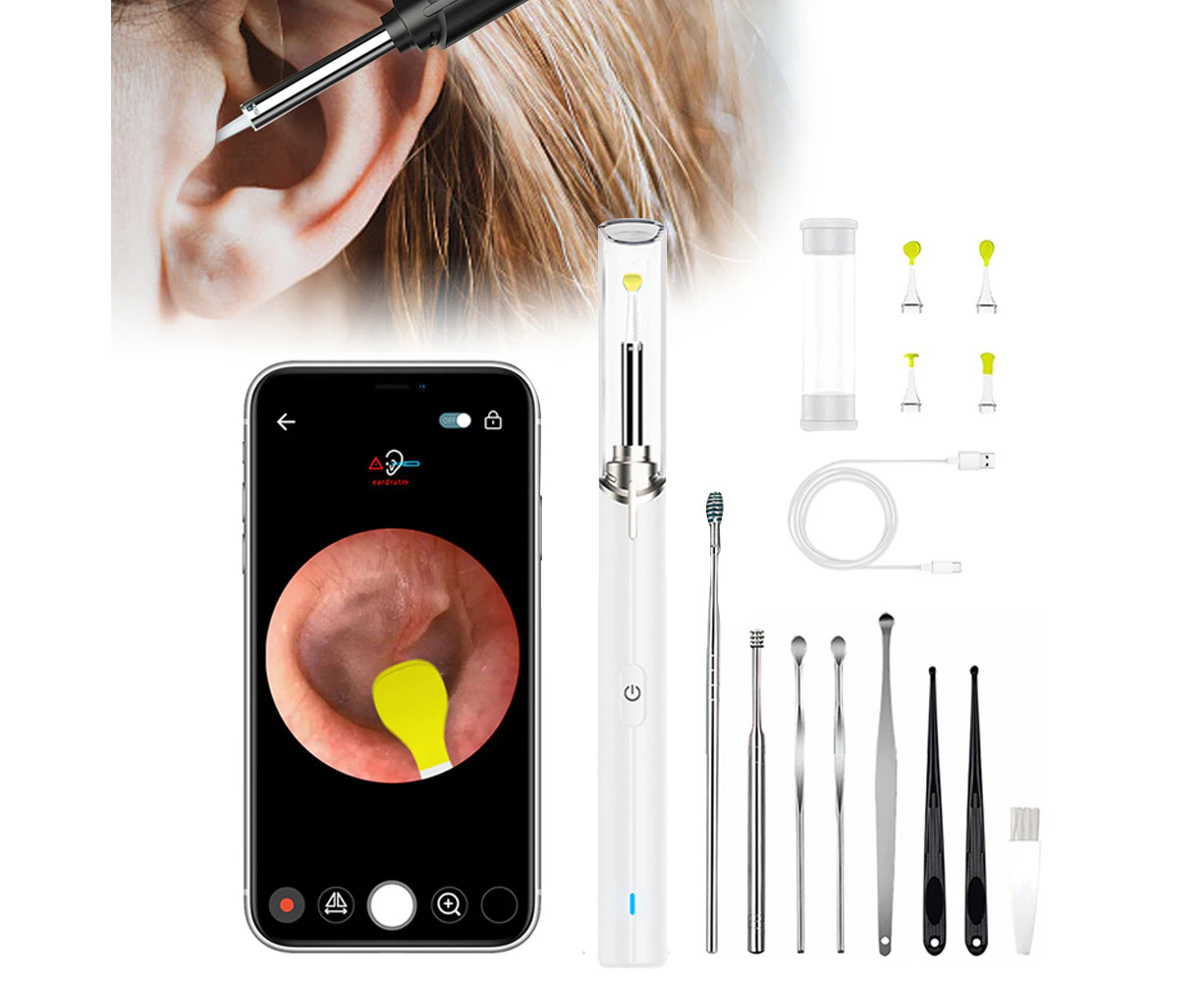 Biwiti WIFI Connection Ear Wax Removal Tool Ear Set Camera Wireless Ear Endoscope Spoon -White