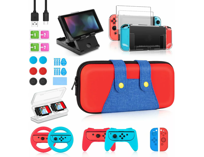 28 in 1 Accessory Storage Case for Nintendo Switch/OLED Case Kit，Switch/OLED, Carrying Case Travel Case Shock & Drop Resistant Protective Case